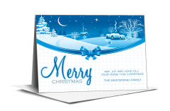Merry Christmas Ribbon Wrapped Village Cards 7.875